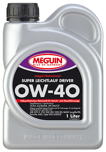 4894 Meguin Синтетическое моторное масло Megol Motorenoel Super Leichtlauf Driver 0W-40 (1л)