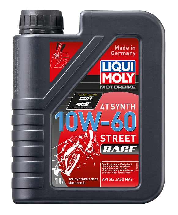 1525 LiquiMoly Синтетическое мотор.масло для 4-такт.мотоц. Motorbike 4T Synth Street Race 10W-60 1л