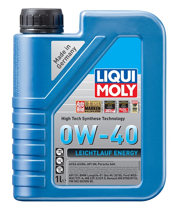 39034 LiquiMoly Синтетическое моторное масло Leichtlauf Energy 0W-40 1л